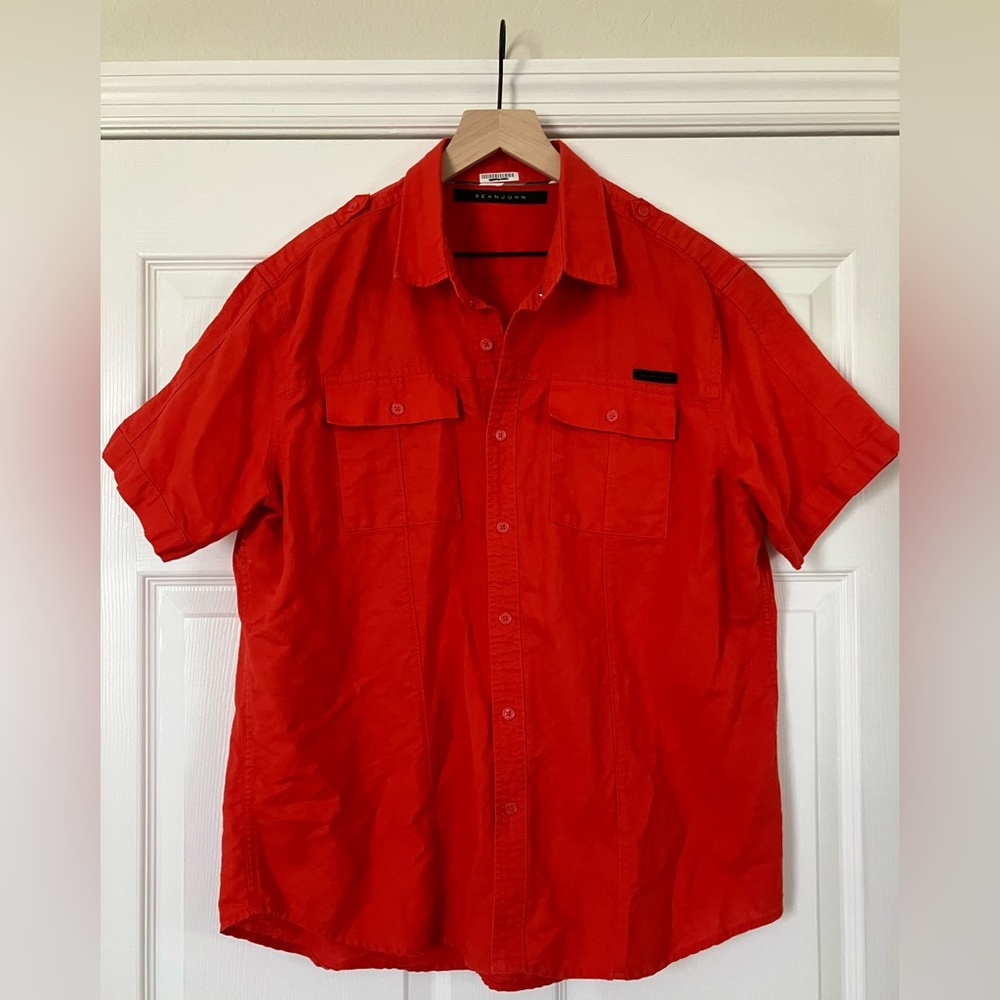 Sean John men’s linen shirt XL bright orange